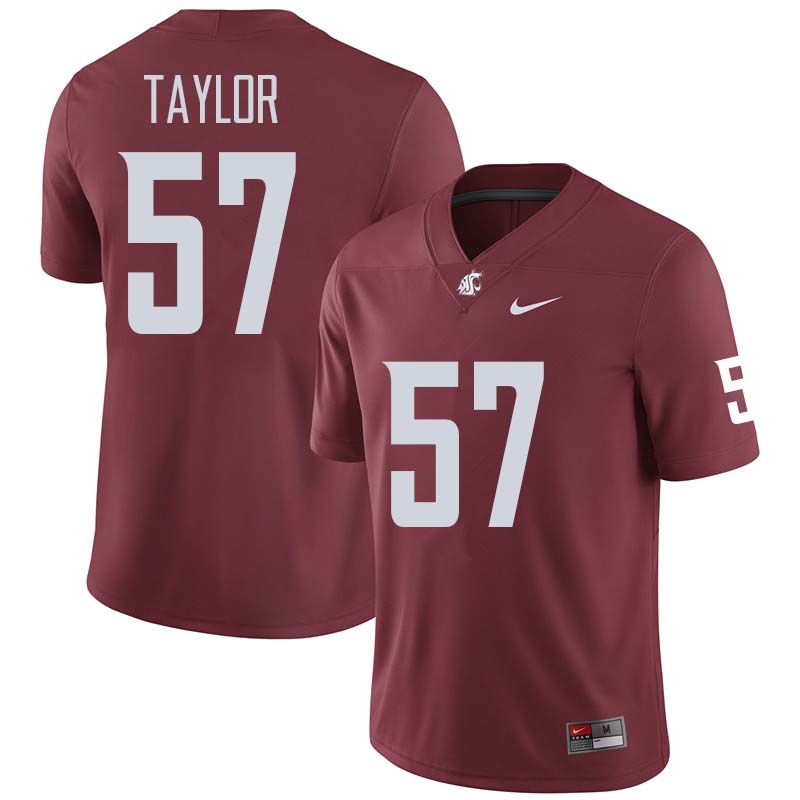 Men #57 Willie Taylor Washington State Cougars College Football Jerseys Sale-Crimson - Click Image to Close
